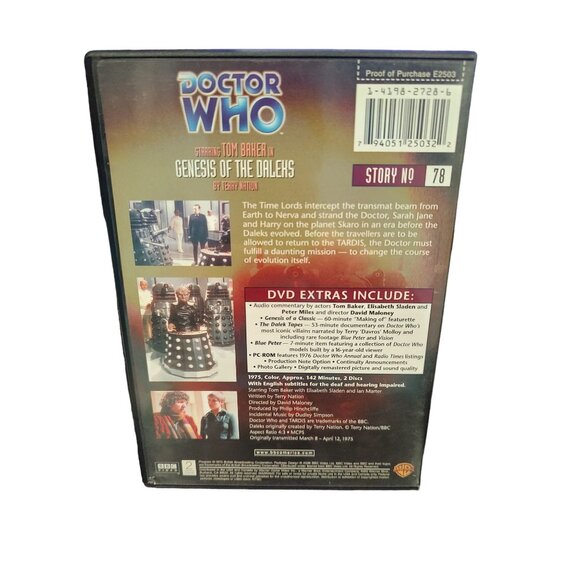 Doctor Who Genesis Of The Daleks 2-Disc Vintage DVD Set Tom Baker 1974-1981 Warn - Picture 2 of 9